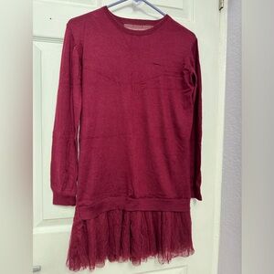 RED Valentino Women's Deep Burgundy Crew Neck Sweater